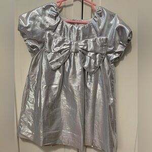Zara Brand kids Metallic Silver Bow Front Dress